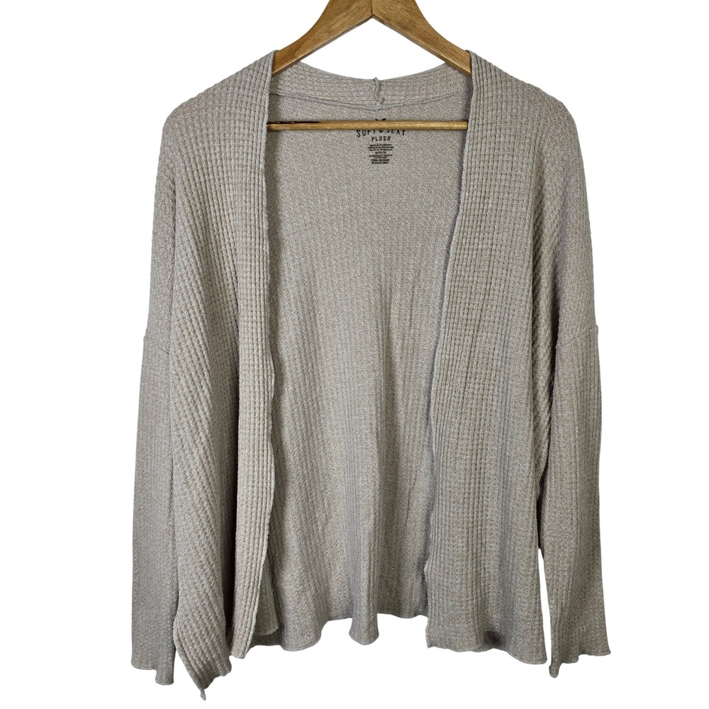 American Eagle Outfitters Soft Sexy Plush Waffle Knit Open Front Cardigan M